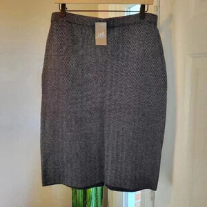 NWT J. JILL Wool Blend‎ Knitted Cozy Knee Length Blue Skirt, Size S